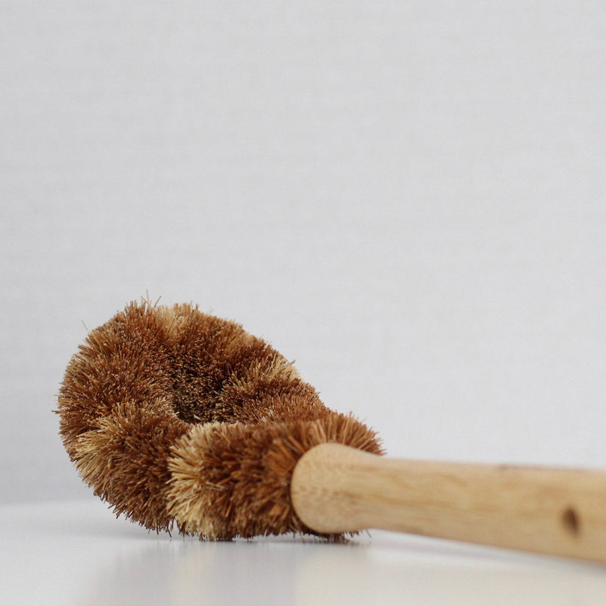 Coconut brush with bamboo handle